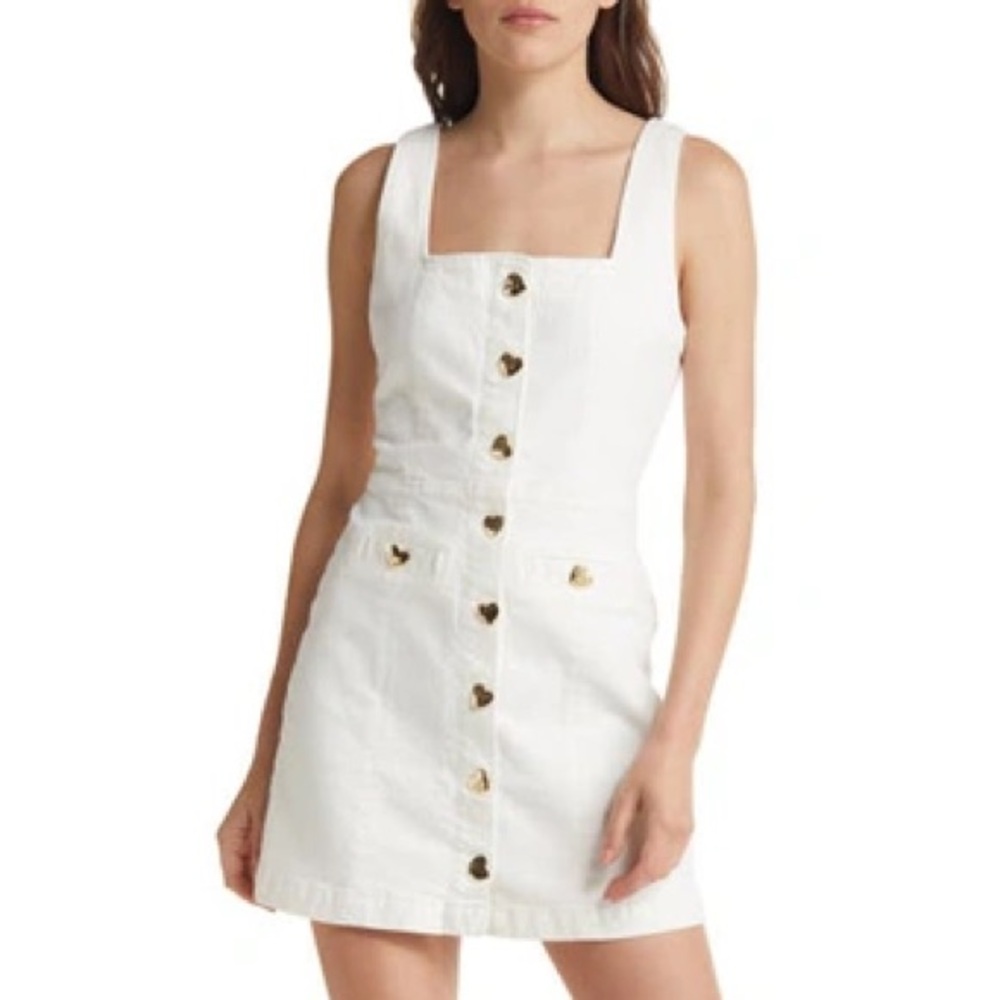 Reformation White and Gold Sheath Mini Dress